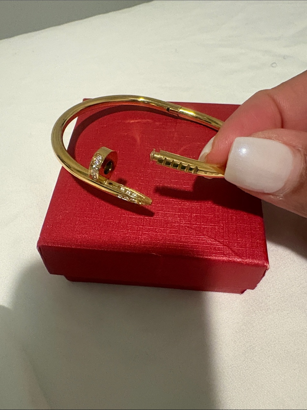 Gold Tone Pavé Nail Cuff Bracelet - Women Jewelry